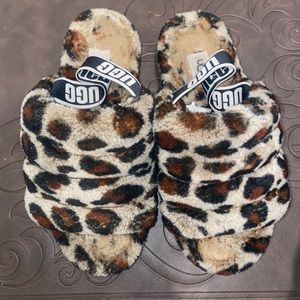 Leopard ugg fluff yeah slide